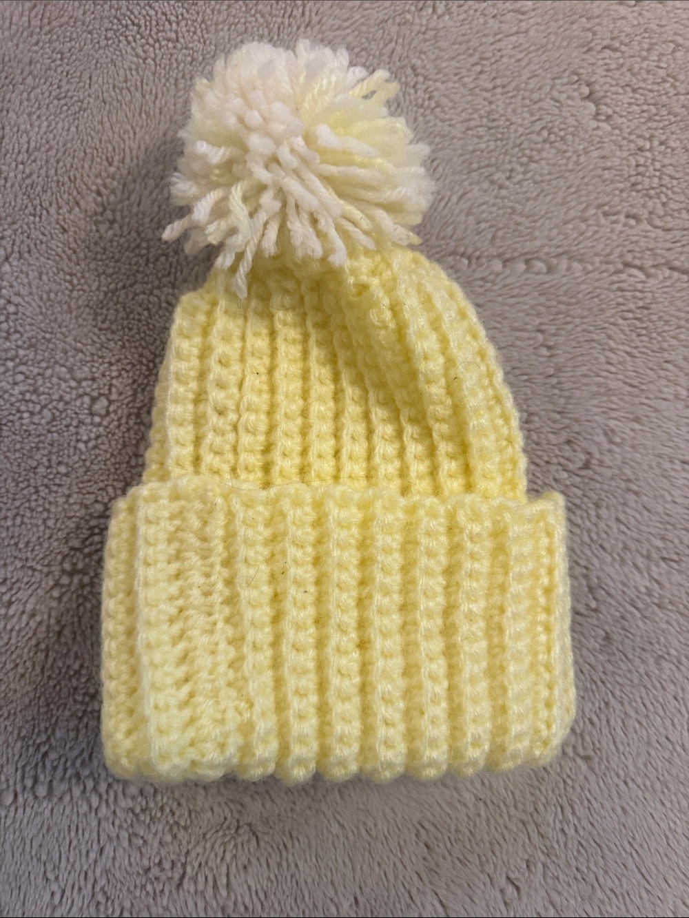Yellow Pom-Pom Knit Beanie for Kids